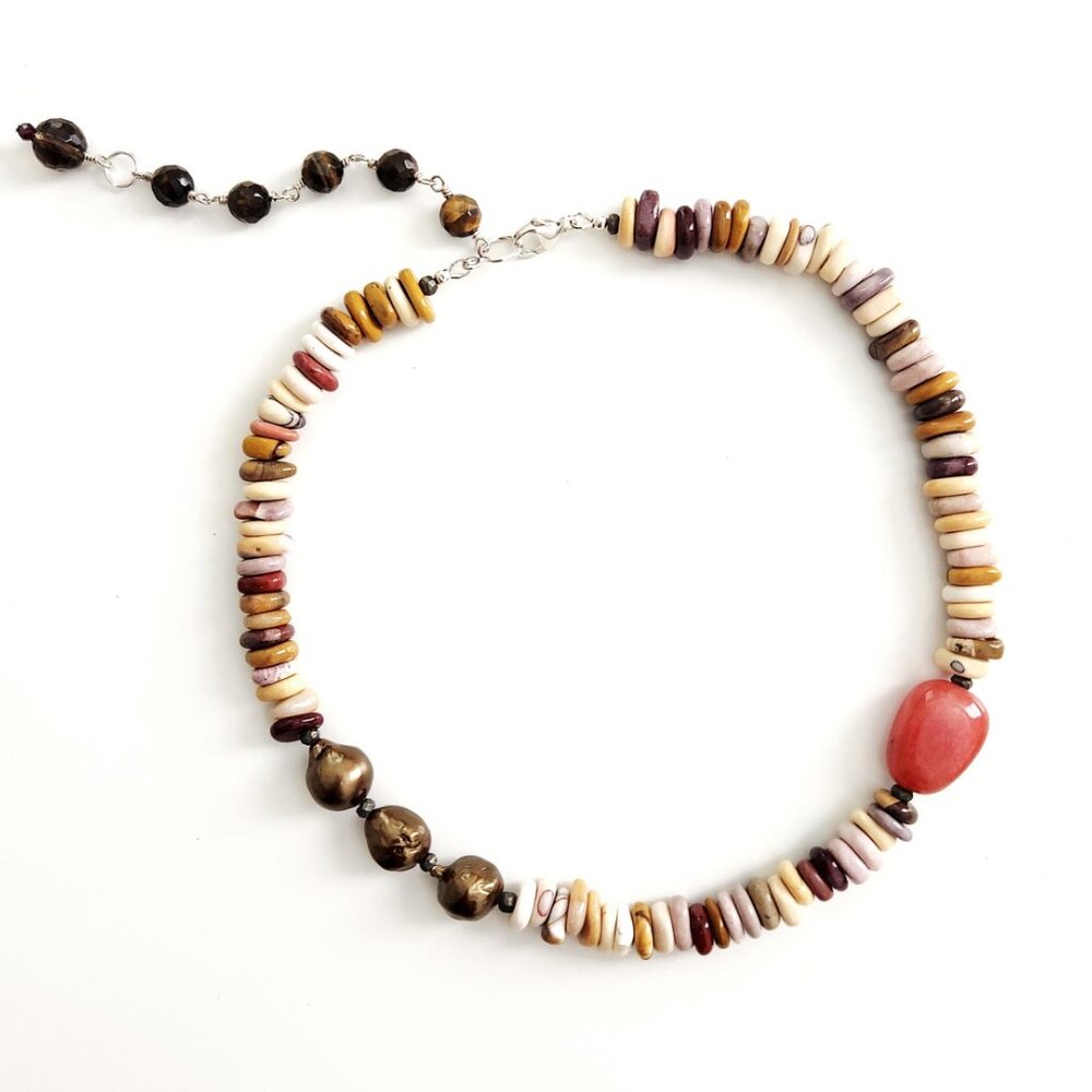 PUKA MOOKAITE JASPER NECKLACE--16-19"